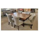 Large dining table with 6 upholstered chairs