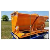 pallet fork dumping rubbish bin orange