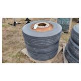 (3) 295/75R22.5 tires and rims