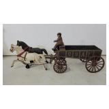 Cast iron horse-drawn coal wagon toy