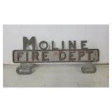 Moline Fire Department metal license plate topper
