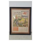 Framed Mobilgas advertisement