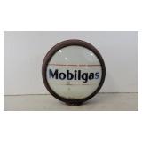Mobilgas milk glass gas pump globe