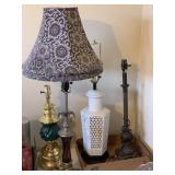 2pc Lamps-  Green/brass, Red Or White Ceramic/