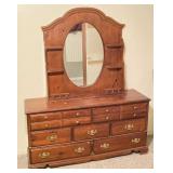 2pc Mirrored Seven Drawer Wooden Dresser