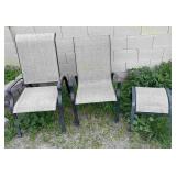 2pc Aluminum Frame Fabric Seat Chairs, Ottoman