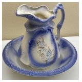 Ceramic Hand Painted Pitcher And Wash Basin Bowl