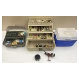 Fishing Tackle Boxes With Contents, Ice Chest