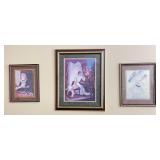 3pc Framed Artwork: Lady, Lady & Child, Dog & Girl