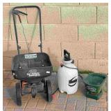 Drop Spreader, Broadcast Spreader, 2 Gal. Sprayer