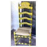 Hand Painted Green Wooden High-back Chair