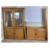 Wooden Oak Audio Media/ Storage Cabinet W/ Pier