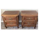 2pc Wooden Nightstands With Two Drawers