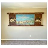 Huge 8.5 Foot Painting & Wood Carving By Flagg