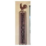 Large Metal Rooster Theme Welcome Sign
