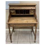 Wooden Oak Roll Top Desk