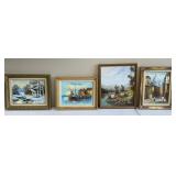 4pc Framed Paintings/ Wall Art