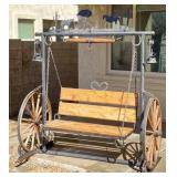 Western Wagon Wheel Patio Porch Swing