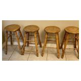 4pc Wooden Oak Barstools