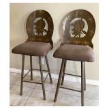 Swiveling High Top Barstools W/ Cowboy Theme
