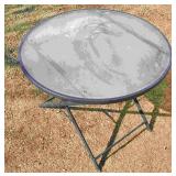 34' Round Folding Glass Top Patio Table
