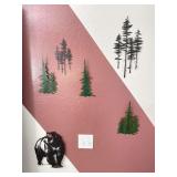 Laser Cut Metal Silhouette Wall Art: Bears, Trees