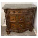 Oversized 3 drawer stone topped nightstand