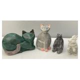 Wooden, Cast Composite Cats, Rabbit, Bear