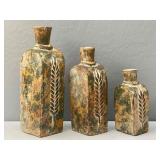 3pc Ceramic Decorative Bottle Vases
