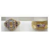 1959 10k Gold Class Ring, 14k Diamond Ring