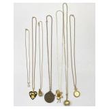 Gold Tone Chain Pendant Necklaces, Clocks, Flowers