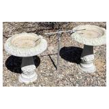 2 Cast Concrete Birdbaths