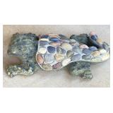 2 Foot-long Concrete & River Rock Lizard Yard Art