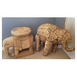 2pc Woven Natural Fiber Elephant Decor/ Table Base