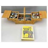 Sewing Kit, Wooden Storage Box, Sewing Book
