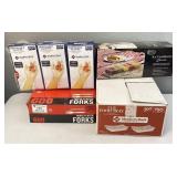 Food Trays, Condiment Server, Gloves, Forks
