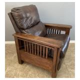 Mission Style Brown Leather Reclining Chair