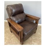 Mission Style Brown Leather Reclining Chair