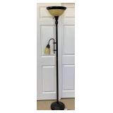 6' Bronze Metal Antiqued Glass Floor Lamp