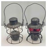 2pc Antique Railroad Kerosene Lanterns
