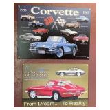 2pc Enamel Painted Metal Signs: Corvette