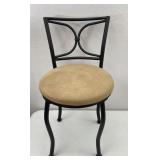 Brown Micro Suede Black Metal Frame Vanity Stool