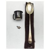 Silver Plated Items: Spoon, Cup, Donkey Pin