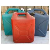 3pc 5 Gallon Plastic Water, Gasoline Containers