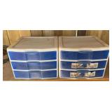 2pc 3 Drawer Plastic Containers W/ Contents