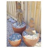 Yard Art: Praying Monks, Planter Pots