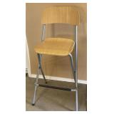 Folding Wooden Seat Metal Frame Barstool