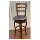 Swiveling Wooden High Top Barstool W/ Padded Seat