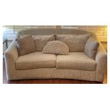 Full Size Tan Tweed Fabric Tweed Sofa Couch