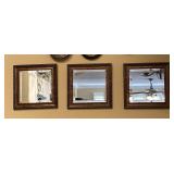 3pc 15" Square Beveled Mirror Wall Hangings